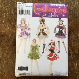 Simplicity Sewing Pattern 4046 Costume Pirate Fairy Mrs. Claus Witch 14-20 UNCUT